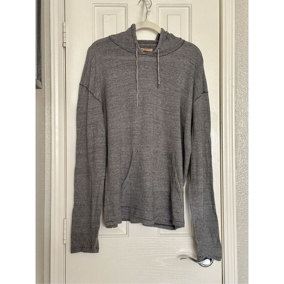 John Varvatos men’s hoodie thin striped charcoal gray and light gray sweatshirt - Picture 1 of 8